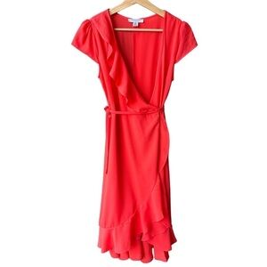 Favlux Wrap Dress Midi Pink Preppy Cocktail Formal Wedding Spring Boho Sz Medium